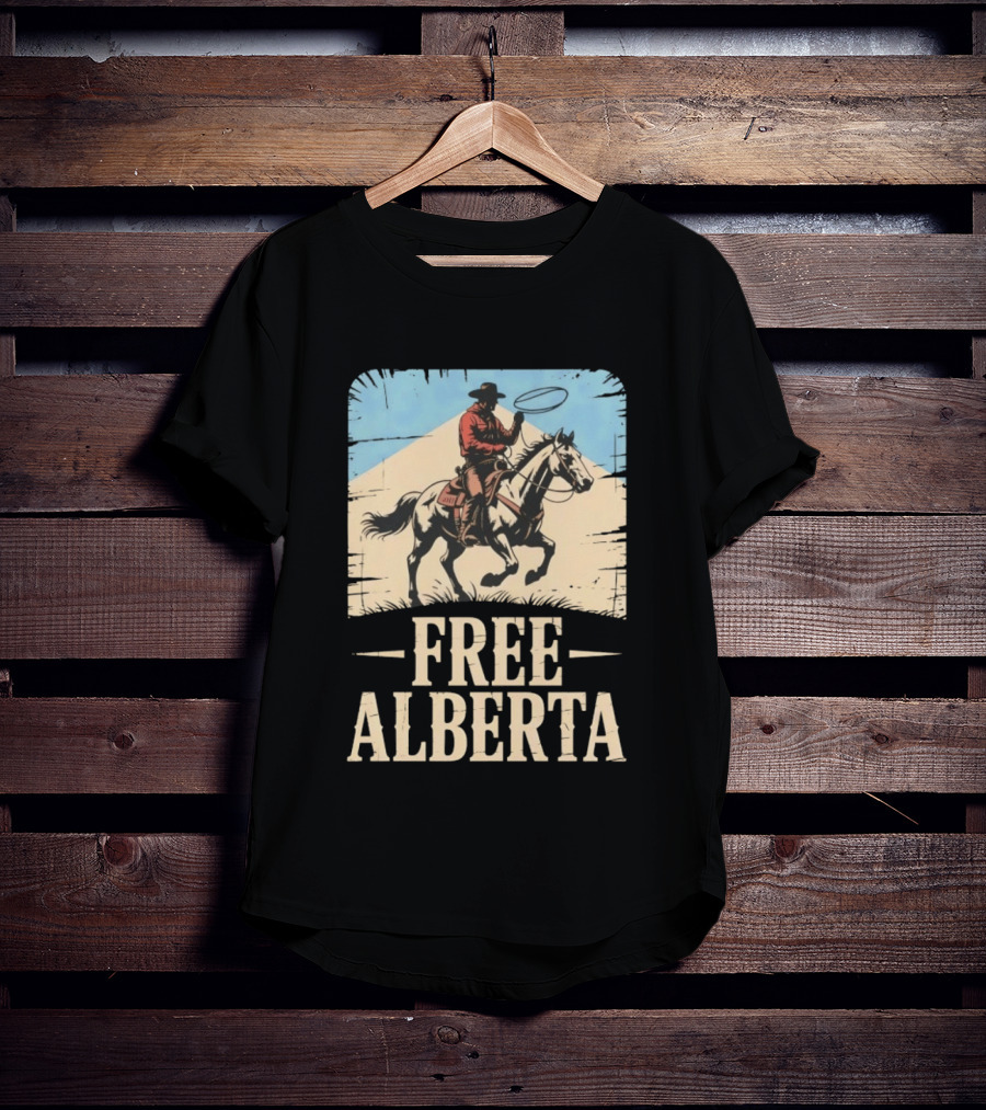 Cowboy Riding Horse Free Alberta Western Spirit T-Shirt