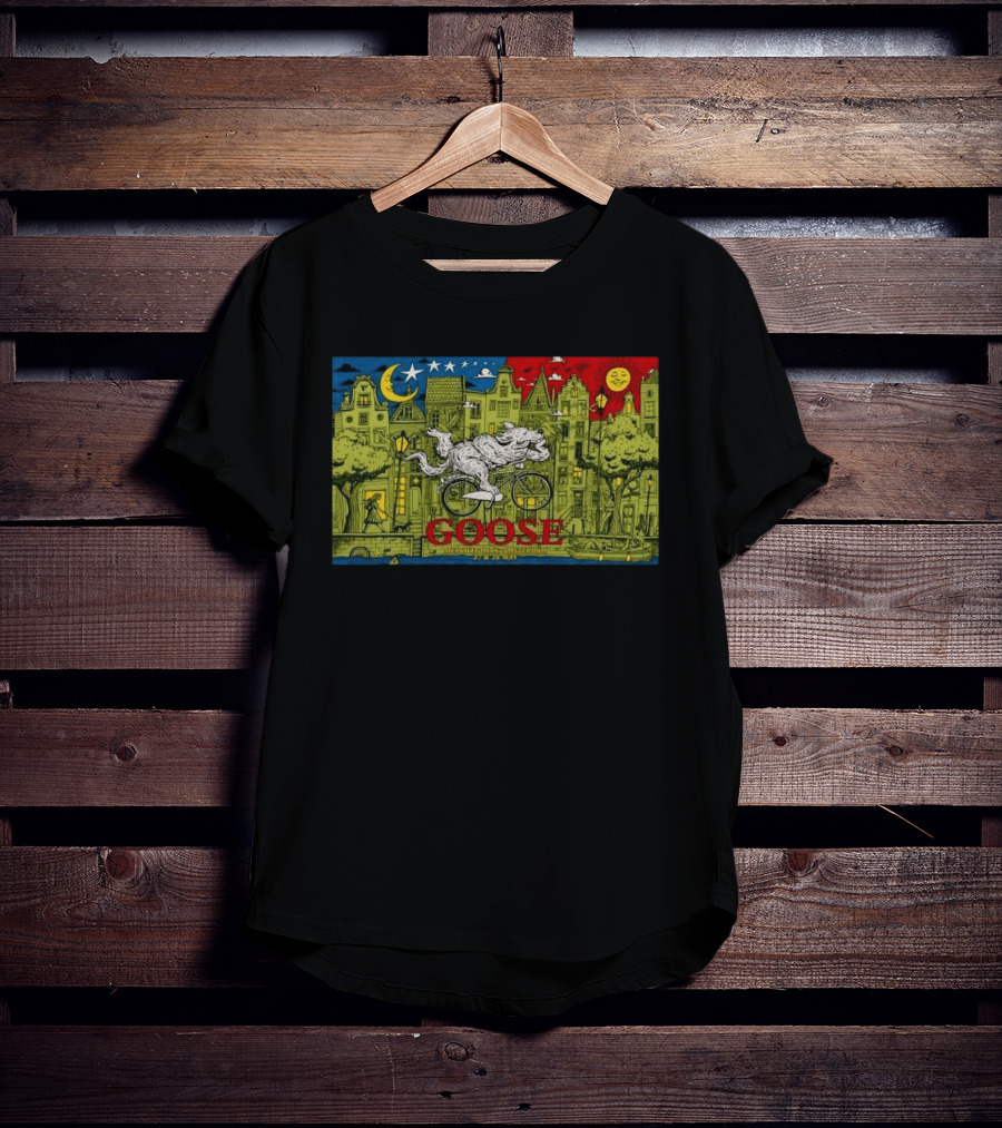 Goose Amsterdam Netherlands 5 27 2026 Midnight Sun Bicycle Art Cityscape T-Shirt