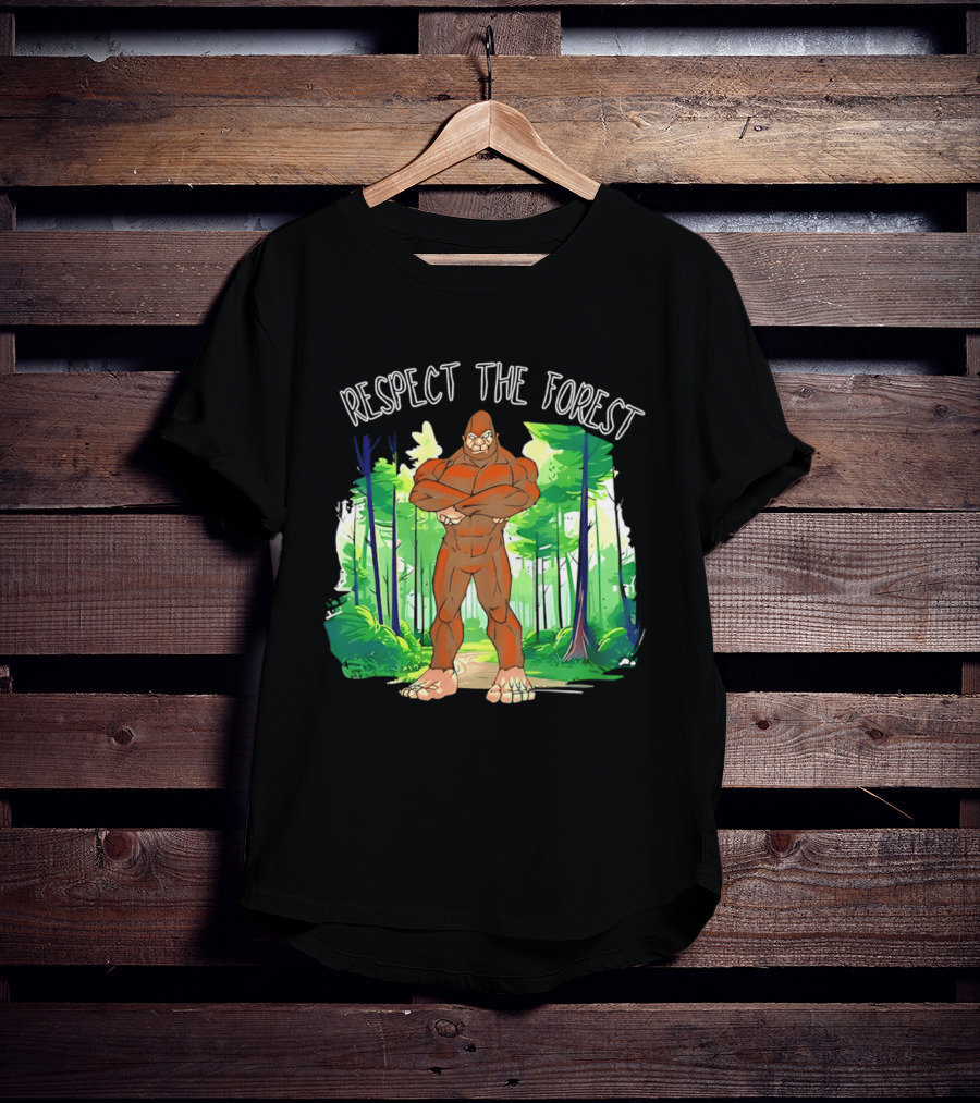 Respect The Forest Bigfoot Cartoon T-Shirt