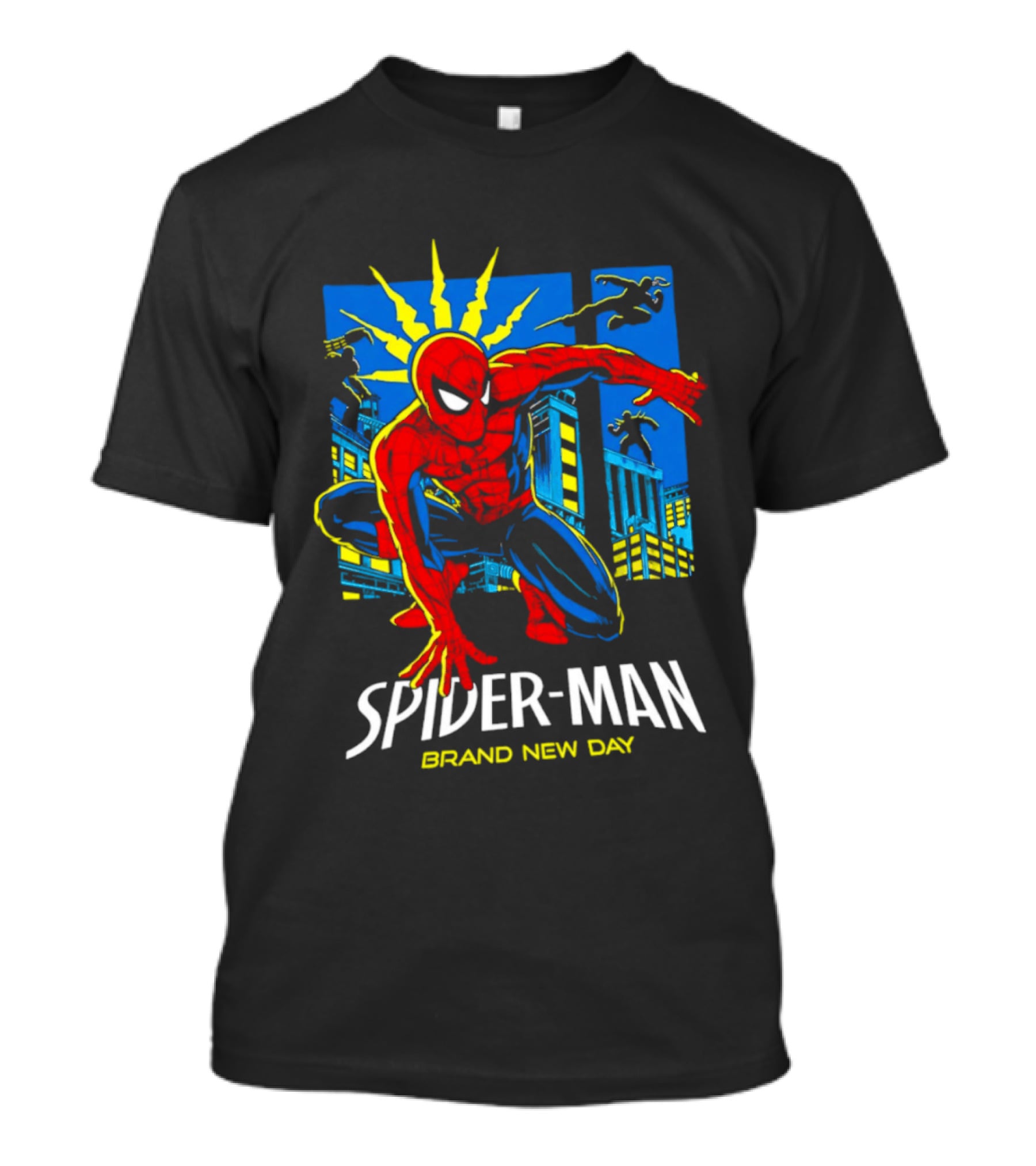 Spider Man Brand New Day Marvel Comics Dynamic Cityscape Action T-Shirt