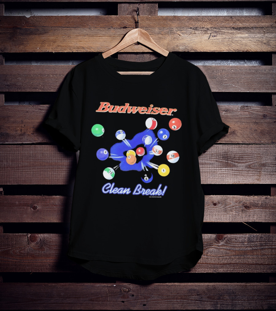 Budweiser Clean Break 90s Heavy Faded Black Pool Balls Splash T-Shirt