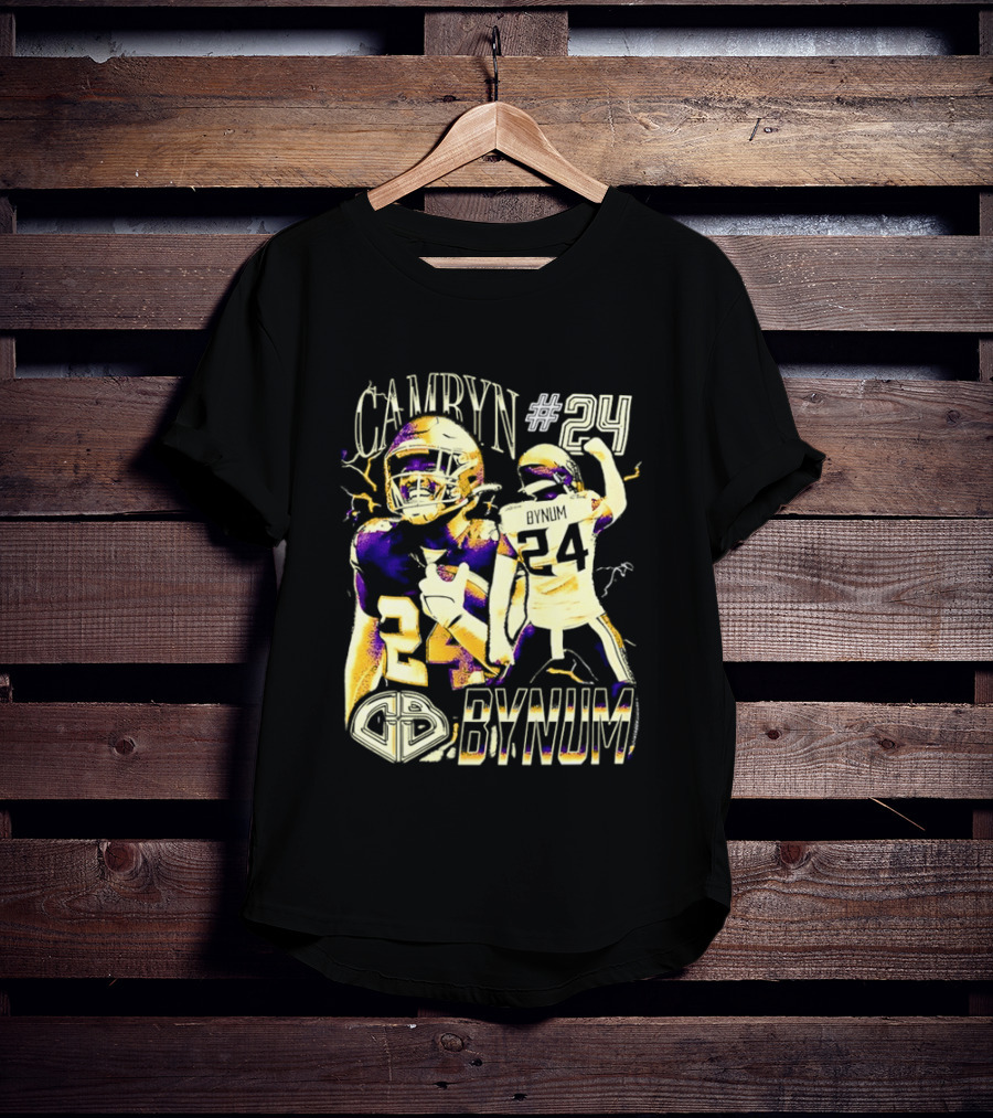 Camryn #24 Bynum Vikings Football Player Lightning T-Shirt