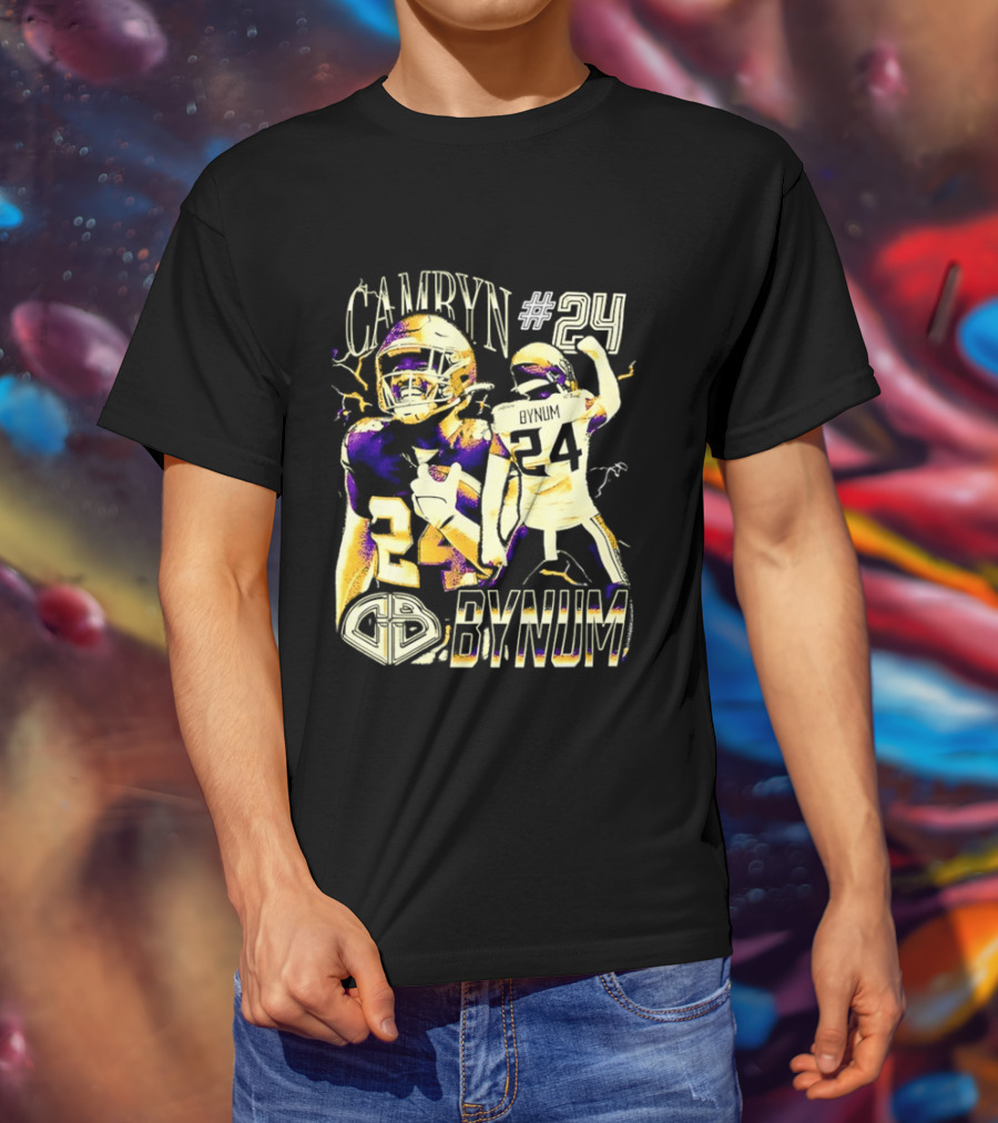 Camryn #24 Bynum Vikings Football Player Lightning T-Shirt