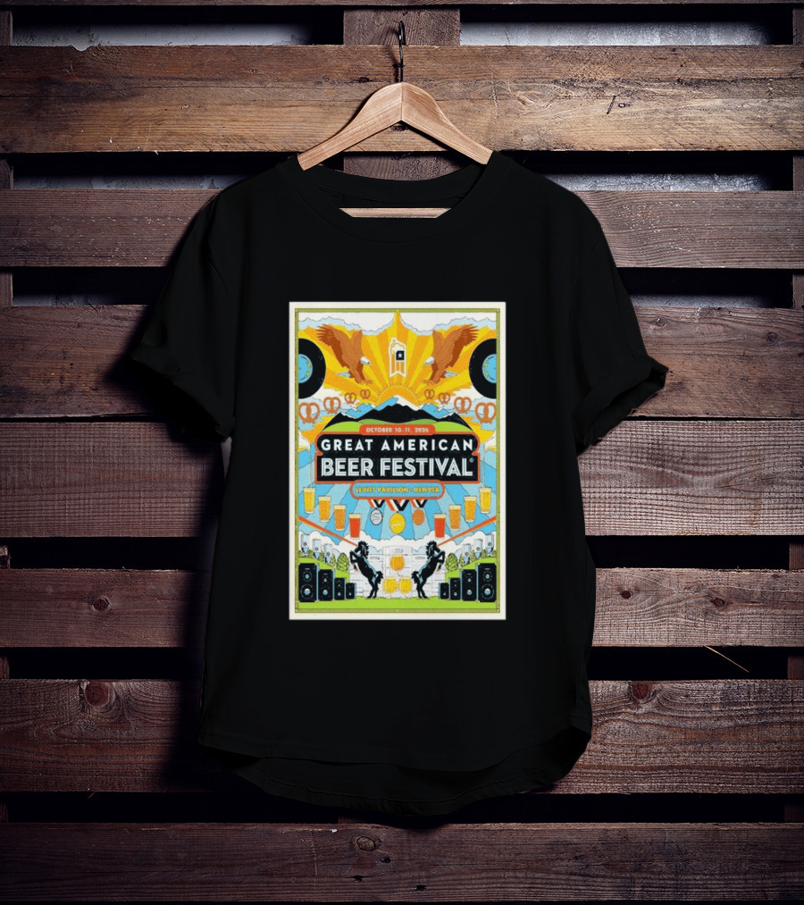 Great American Beer Festival October 10 11 2026 Levitt Pavilion Denver Eagles Pretzels Beer Music T-Shirt