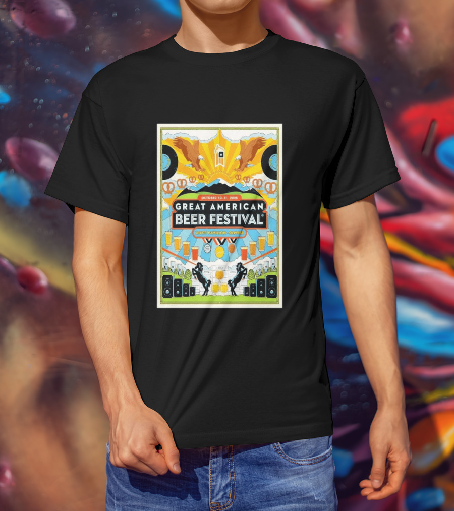 Great American Beer Festival October 10 11 2026 Levitt Pavilion Denver Eagles Pretzels Beer Music T-Shirt