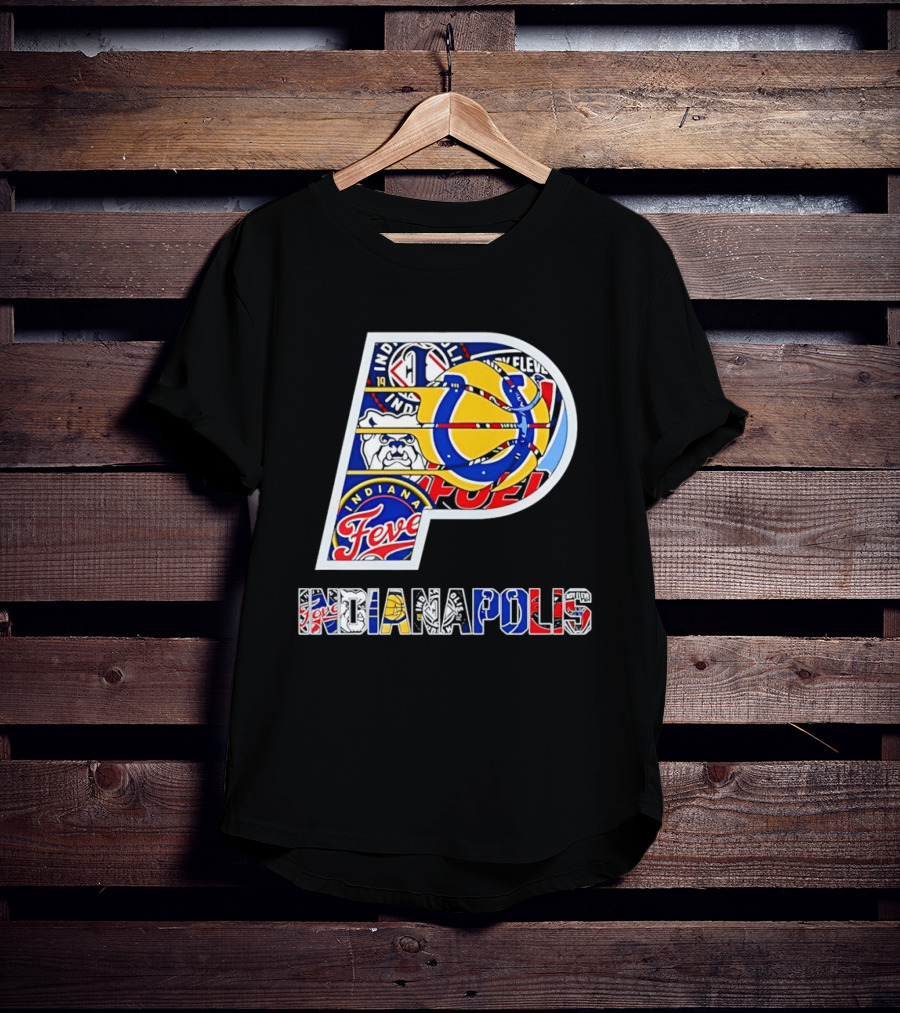 Indiana Pacers Indianapolis Fever Fuel Bulldogs Iconic Sports Collage T-Shirt