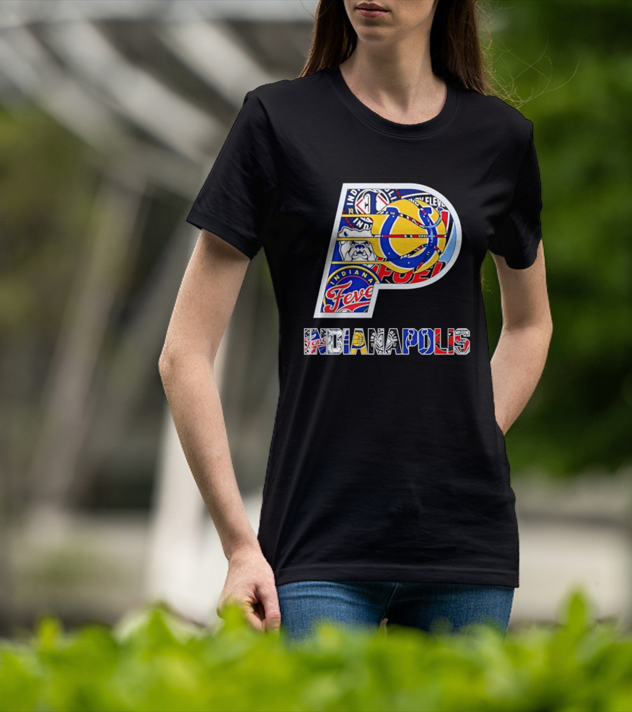 Indiana Pacers Indianapolis Fever Fuel Bulldogs Iconic Sports Collage T-Shirt