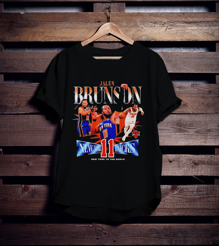 Jalen Brunson New York Knicks 11 New York To The World T-Shirt