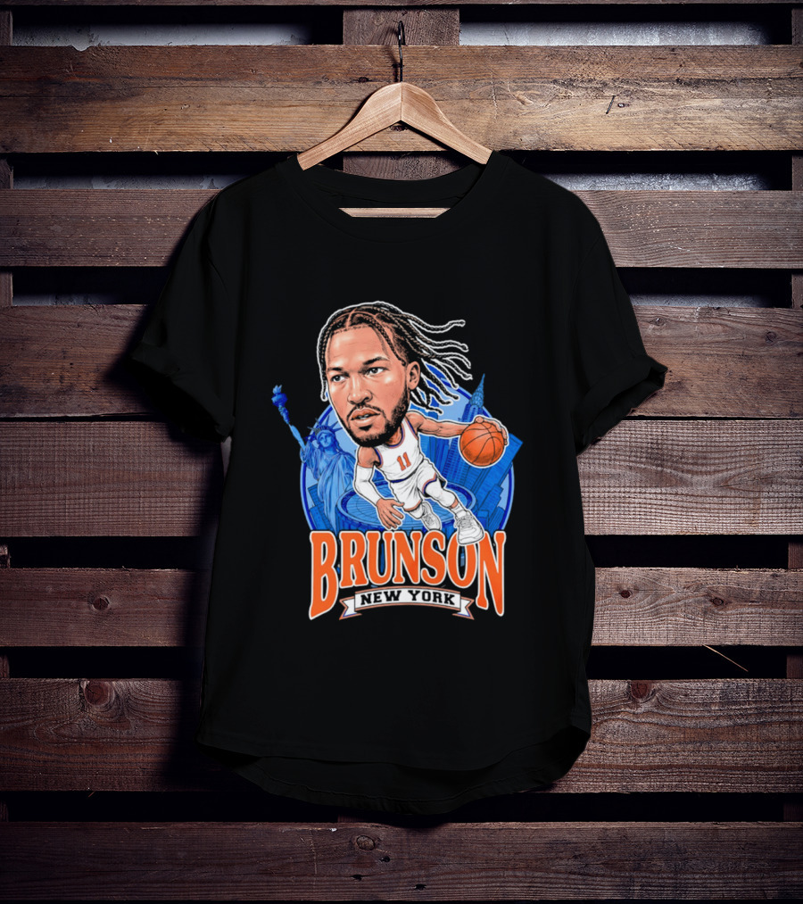 Jalen Brunson New York Knicks Caricature Basketball Limited Edition T-Shirt