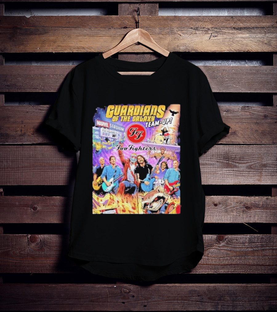 Guardians Of The Galaxy Team Up Foo Fighters Marvel Stadium Wayne Nichols T-Shirt