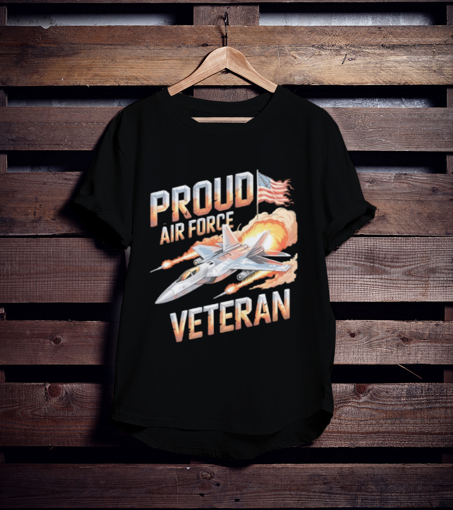 Proud Air Force Veteran F 22 Raptor America Flag T-Shirt