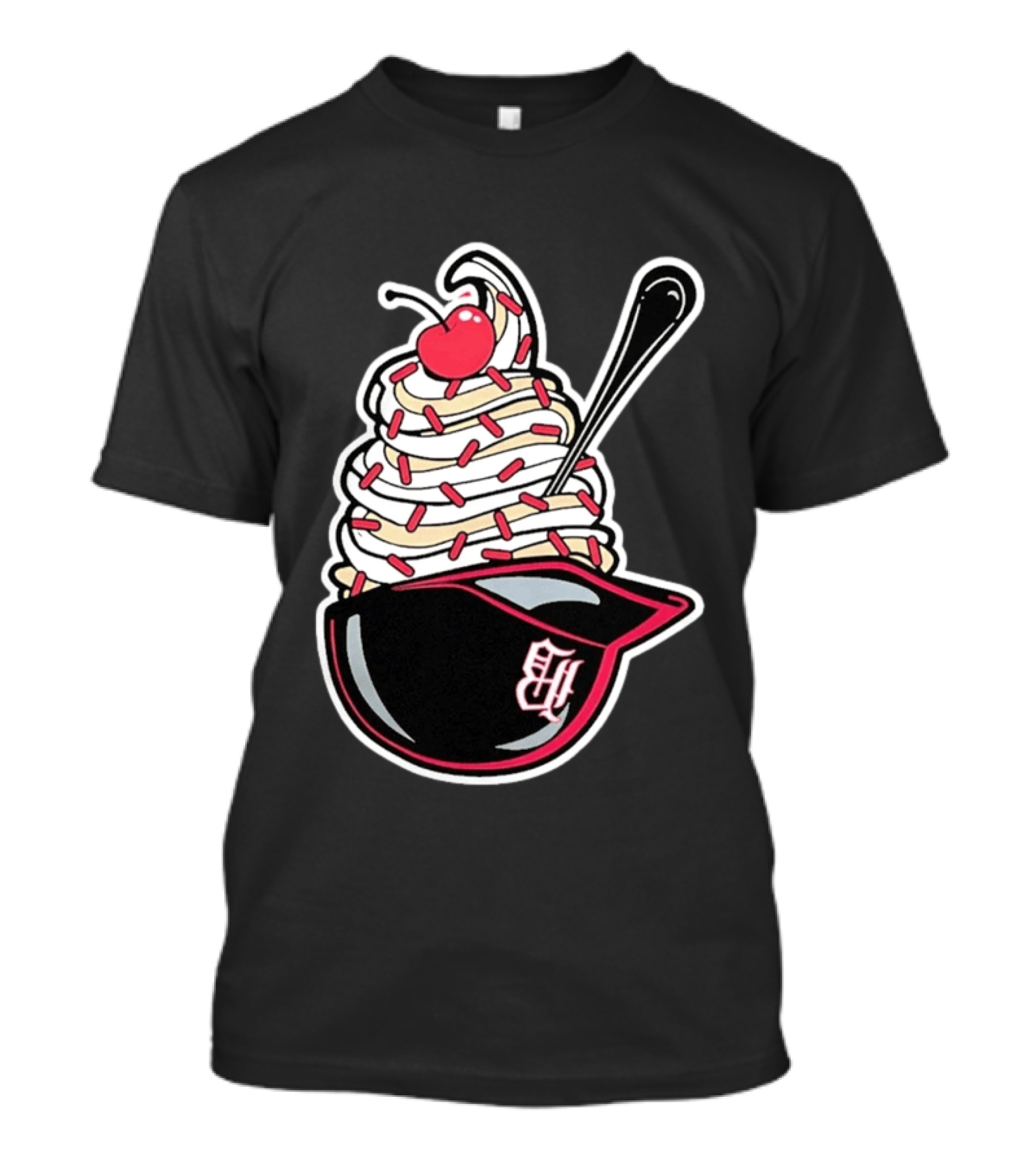 Birmingham Barons Ice Cream Helmet With Sprinkles And Cherry T-Shirt