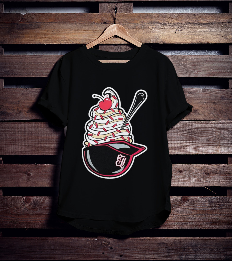 Birmingham Barons Ice Cream Helmet With Sprinkles And Cherry T-Shirt