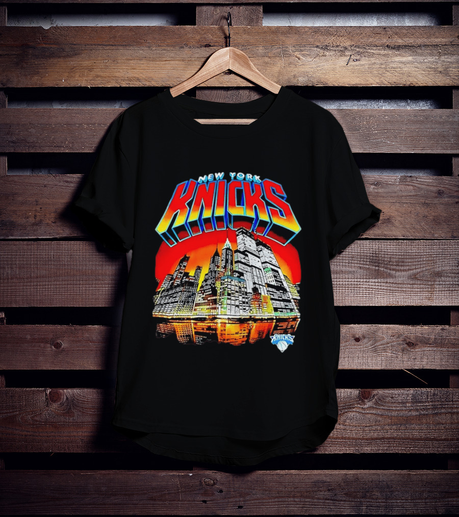New York Knicks Vibrant City Skyline Sunset Basketball T-Shirt