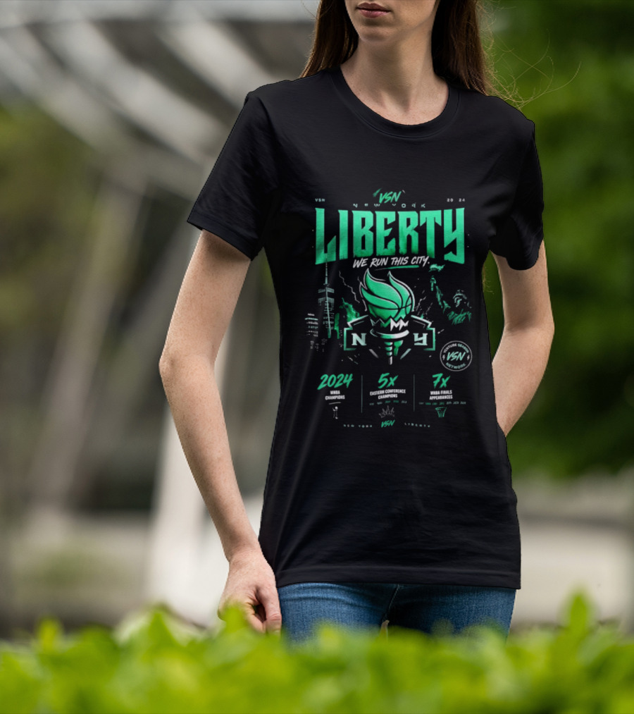 New York Liberty WNBA We Run This City 2004 5x 7x VSN Network T-Shirt