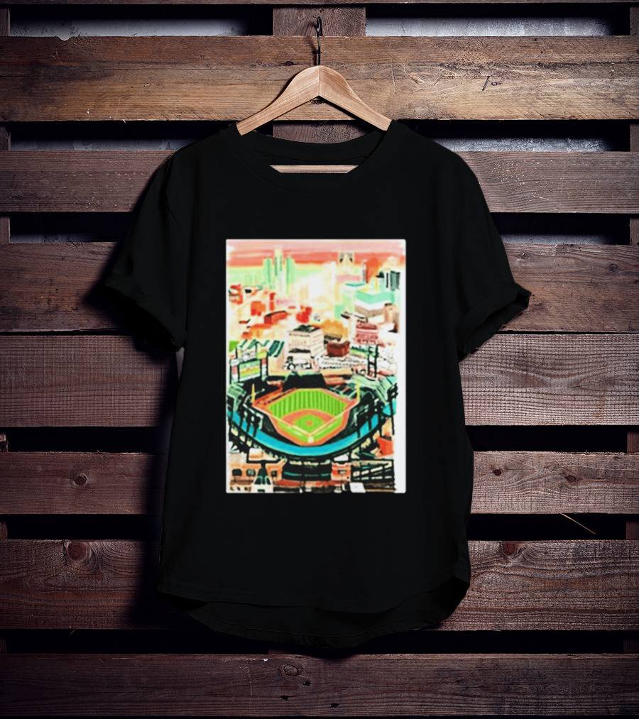 Comerica Park Detroit Skyline Baseball Art Sydney Finney T-Shirt