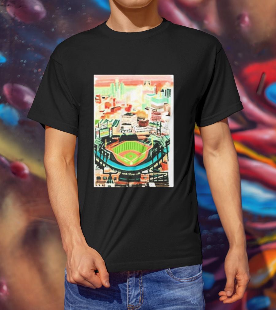 Comerica Park Detroit Skyline Baseball Art Sydney Finney T-Shirt