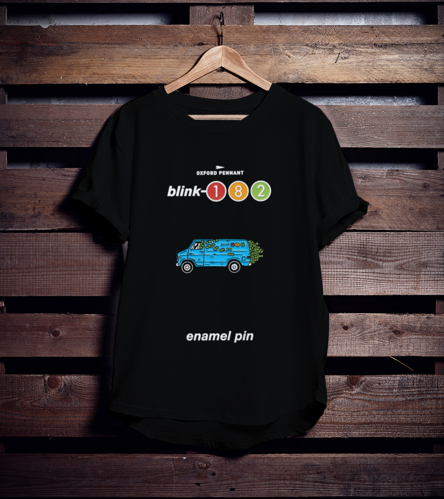 Oxford Pennant Blink 182 Van Enamel Pin Blue Van With 182 T-Shirt