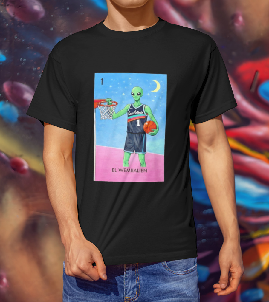 El Wembalien San Antonio Spurs Alien Basketball Number 1 Victor Wembanyama T-Shirt