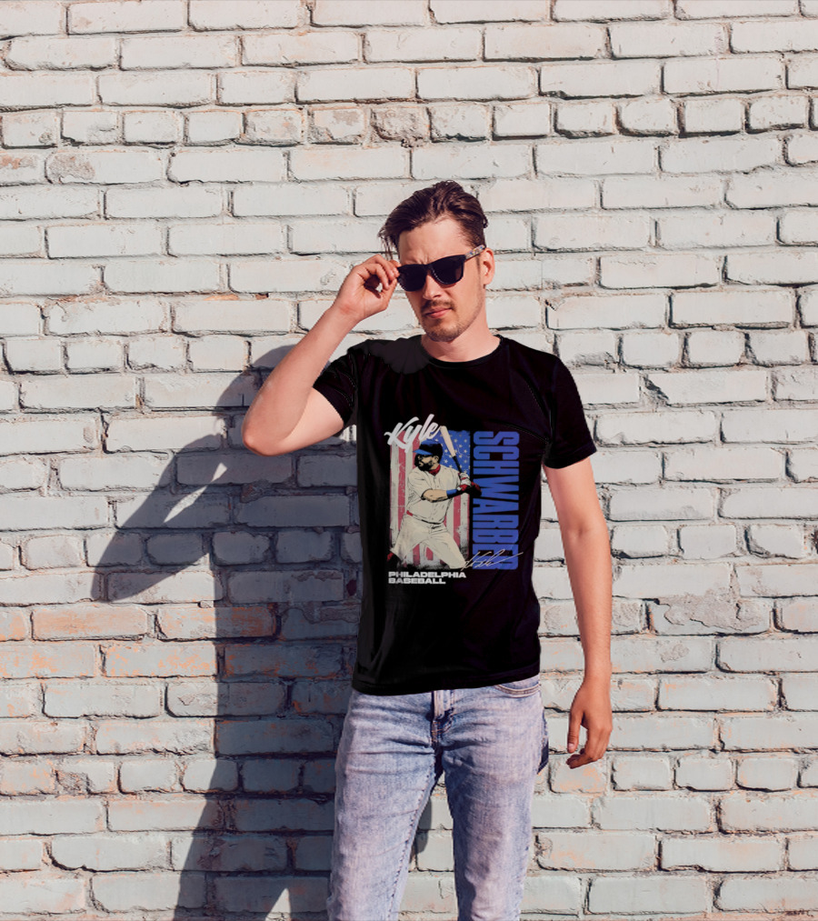 Kyle Schwarber American Flag Philadelphia Baseball T-Shirt