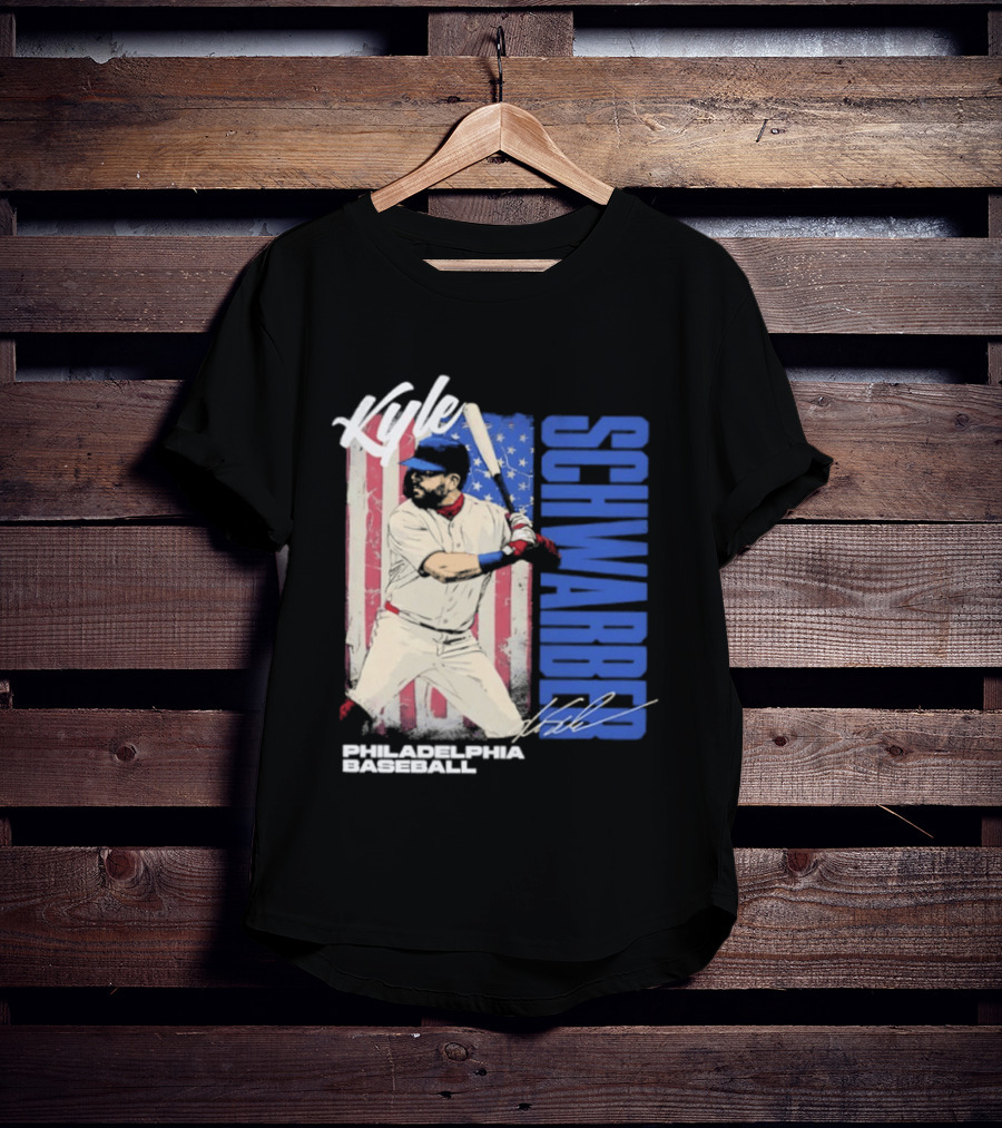 Kyle Schwarber American Flag Philadelphia Baseball T-Shirt