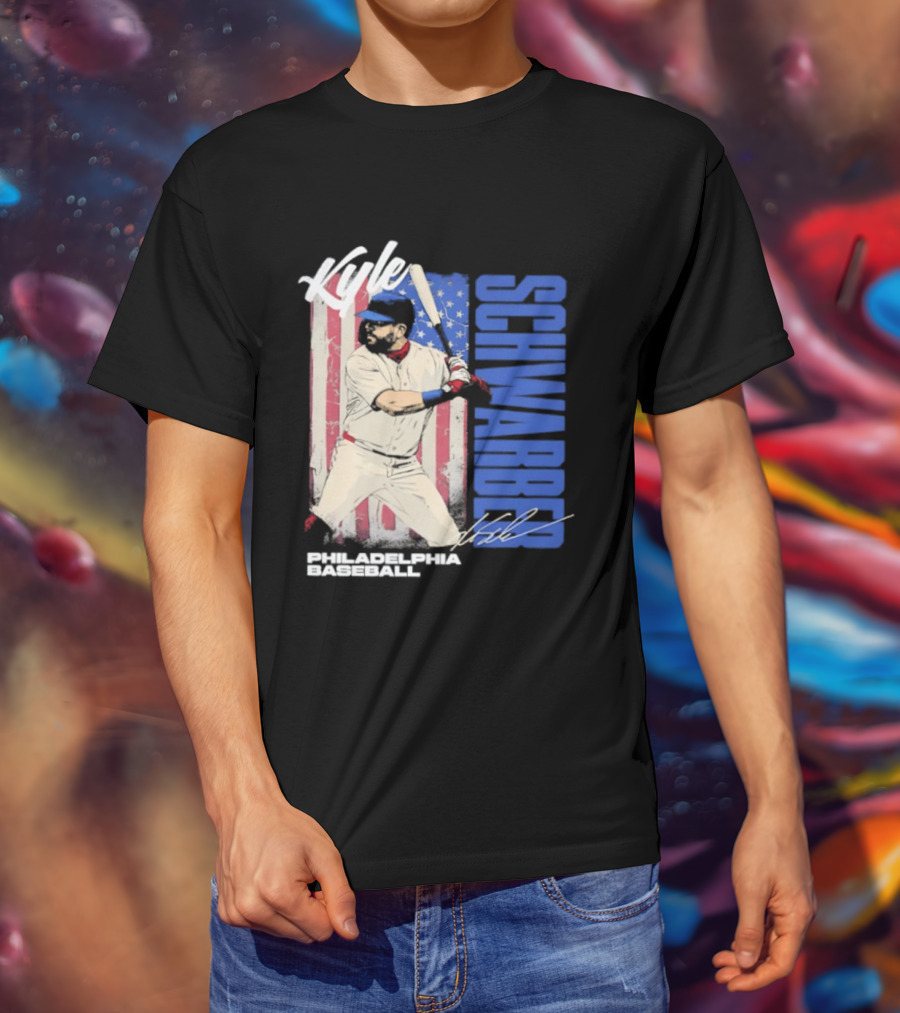Kyle Schwarber American Flag Philadelphia Baseball T-Shirt