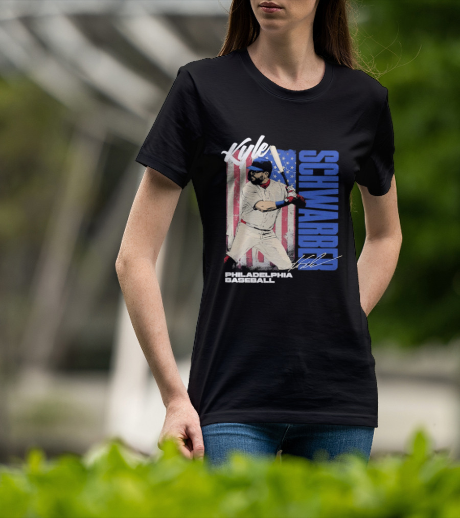 Kyle Schwarber American Flag Philadelphia Baseball T-Shirt