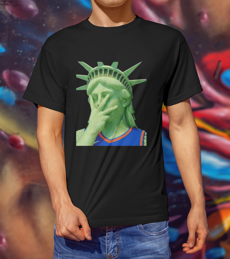 Liberty And Brunson For All Jalen Brunson 3 Points Pose Statue Of Liberty Knicks Jersey T-Shirt