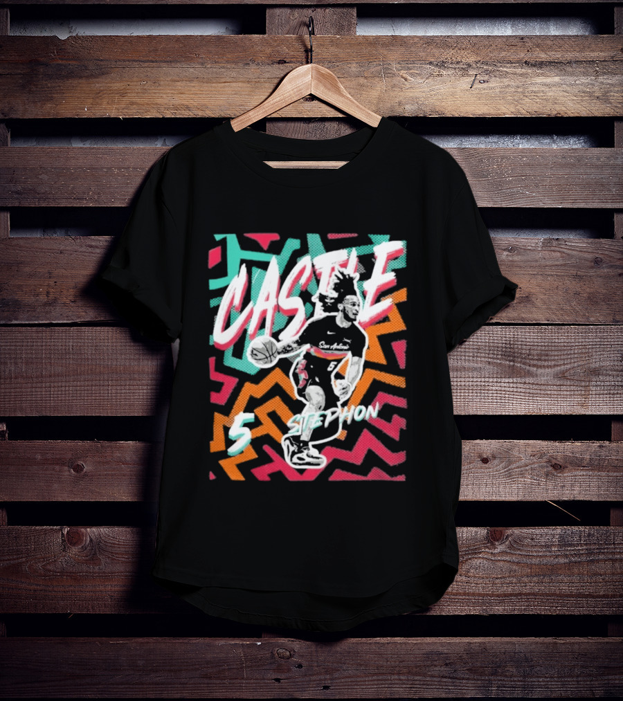 San Antonio Spurs 2026 NBA Stephon Castle Fiesta 5 T-Shirt