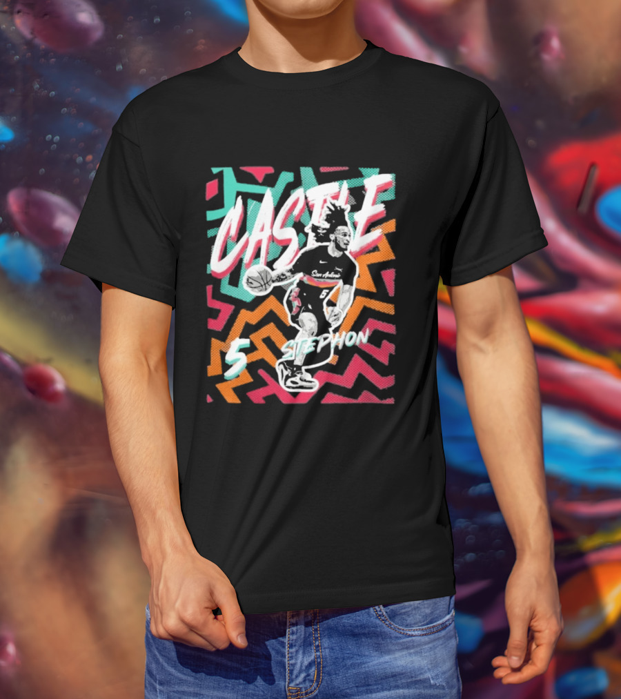 San Antonio Spurs 2026 NBA Stephon Castle Fiesta 5 T-Shirt