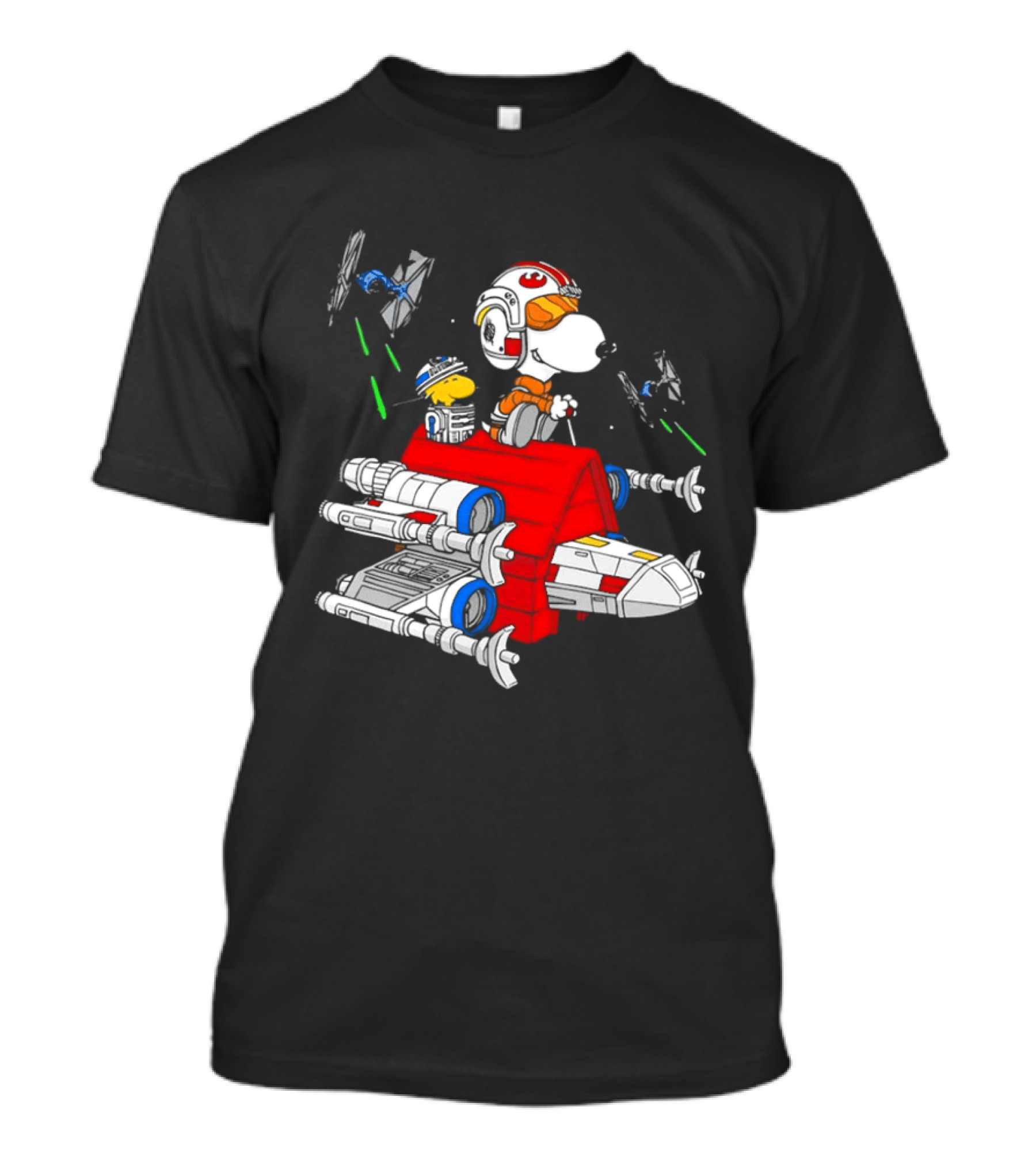 Snoopy X Wing Pilot Woodstock R2 D2 Star Wars Peanuts T-Shirt