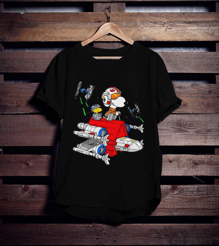 Snoopy X Wing Pilot Woodstock R2 D2 Star Wars Peanuts T-Shirt