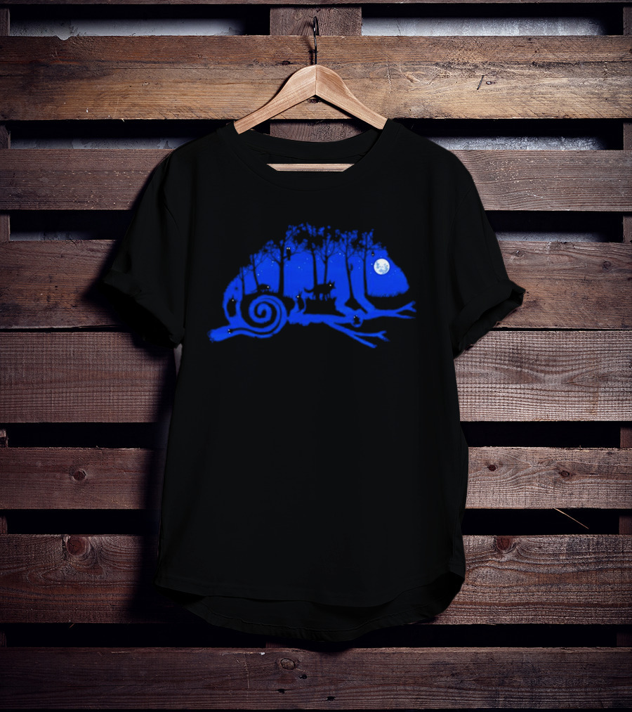 The Midnight Forest Chameleon Moonlit Night Sky T-Shirt