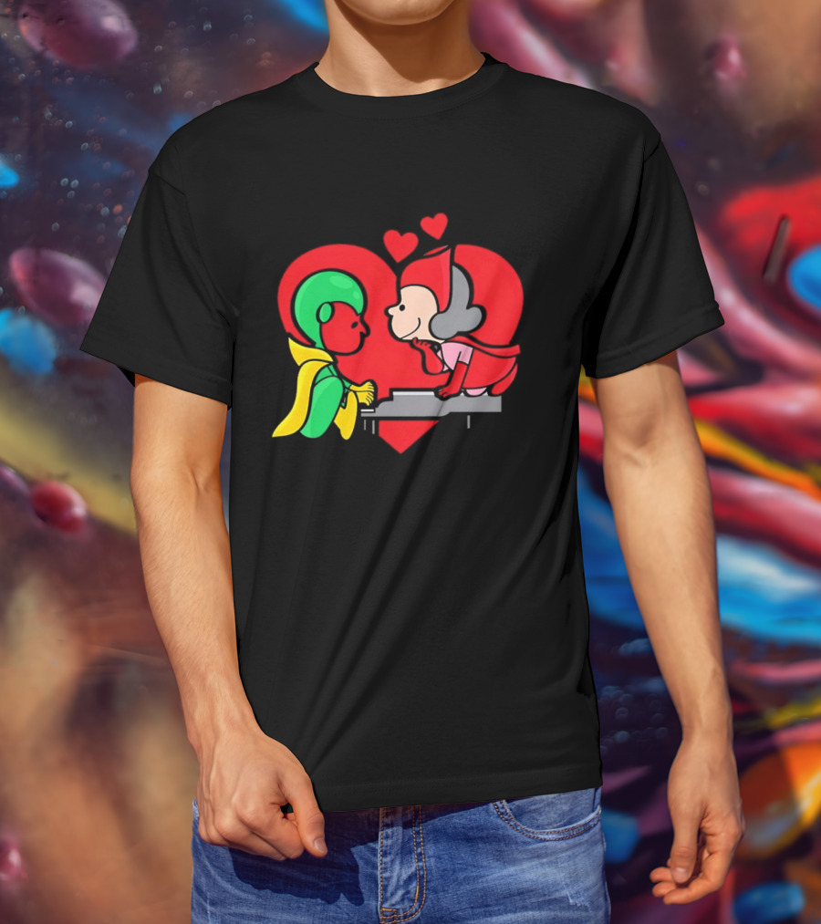 WandaVision Vision Scarlet Witch Piano Romantic T-Shirt