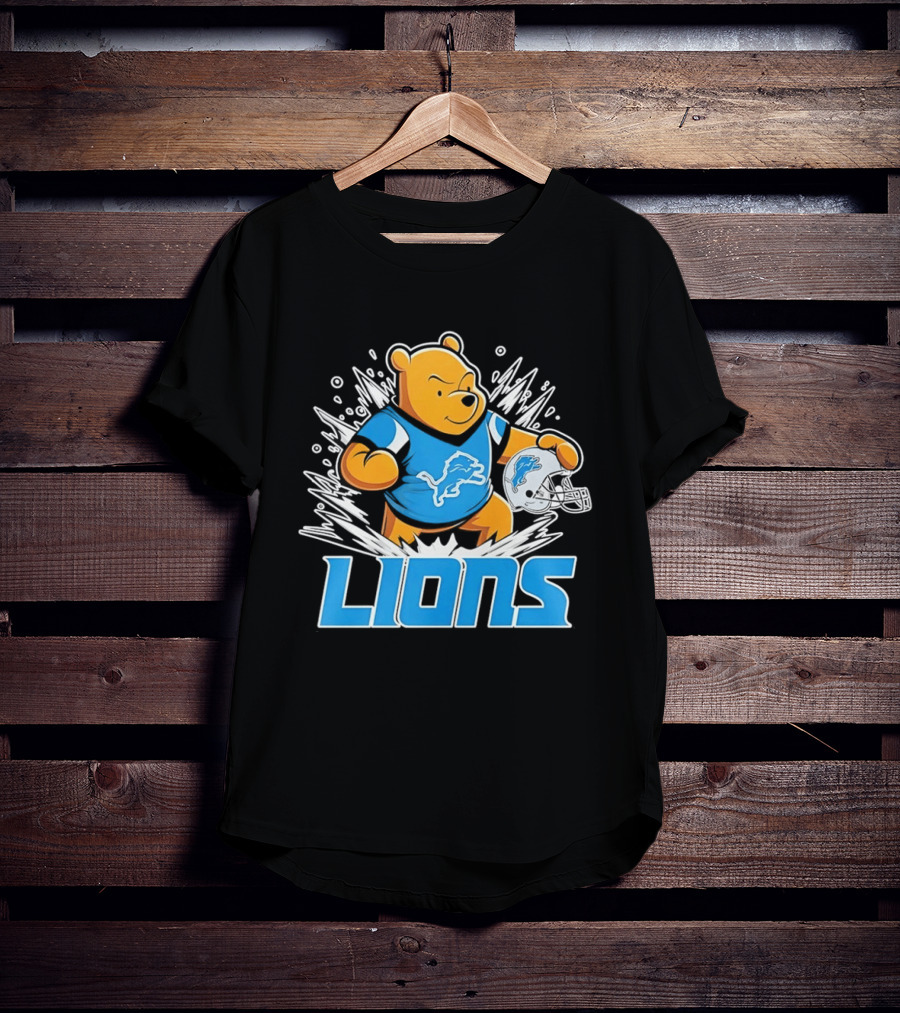Winnie Pooh Detroit Lions 2024 Helmet Lions Football Team Fan Merchandise T-Shirt