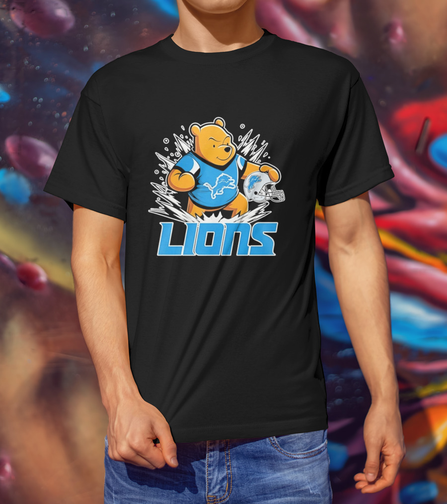 Winnie Pooh Detroit Lions 2024 Helmet Lions Football Team Fan Merchandise T-Shirt