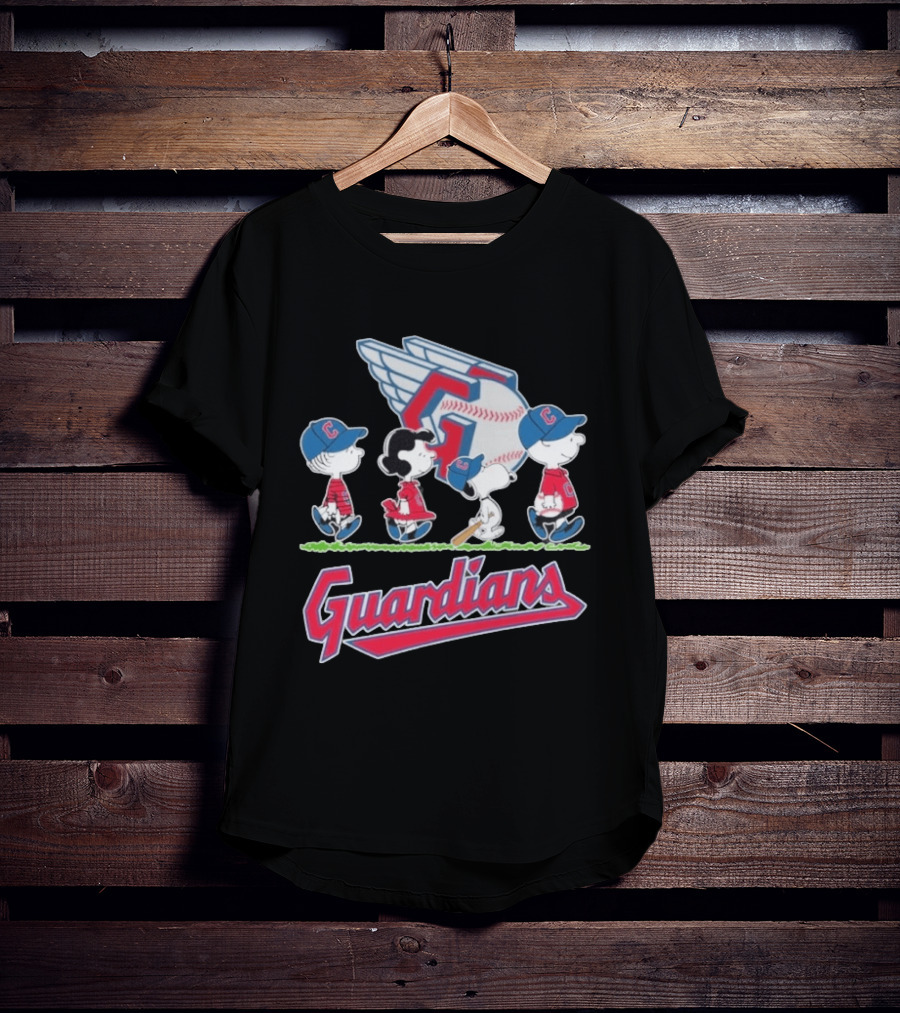 2026 Guardians Peanuts Characters Walking Abbey Road Baseball T-Shirt
