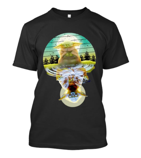 Baby Yoda Star Wars Meditation Forest Reflection Ripples T-Shirt