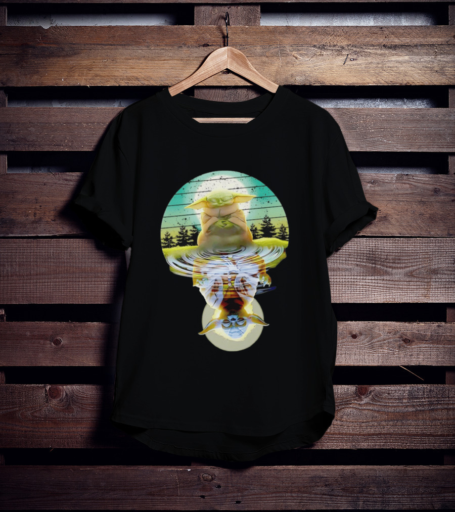 Baby Yoda Star Wars Meditation Forest Reflection Ripples T-Shirt