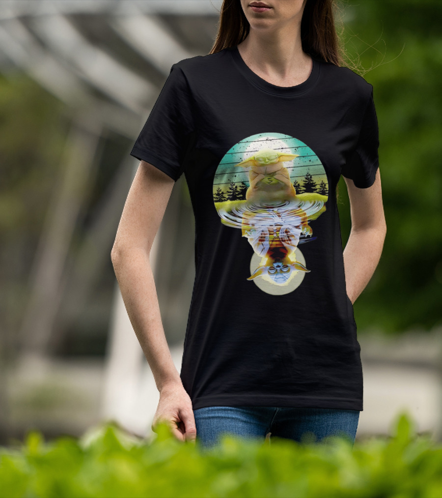 Baby Yoda Star Wars Meditation Forest Reflection Ripples T-Shirt