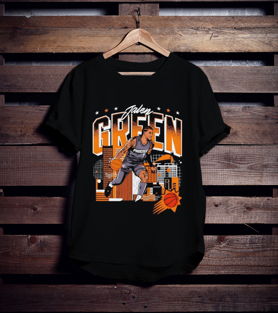 Jalen Green Phoenix Suns NBA Basketball Urban Skyline Art 4 15 NBPA T-Shirt