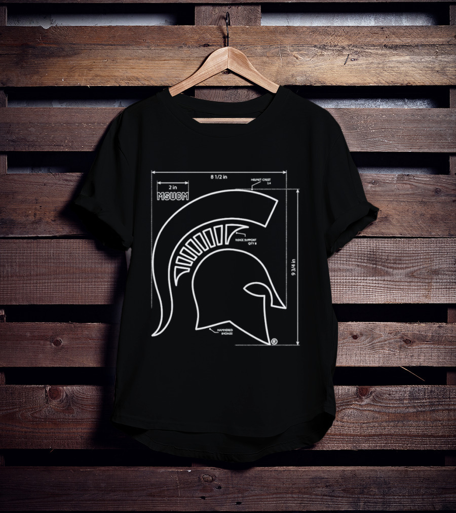 Michigan State Spartans MSUCM Helmet Crest Ridge Support Hammered Bronze Blueprint T-Shirt
