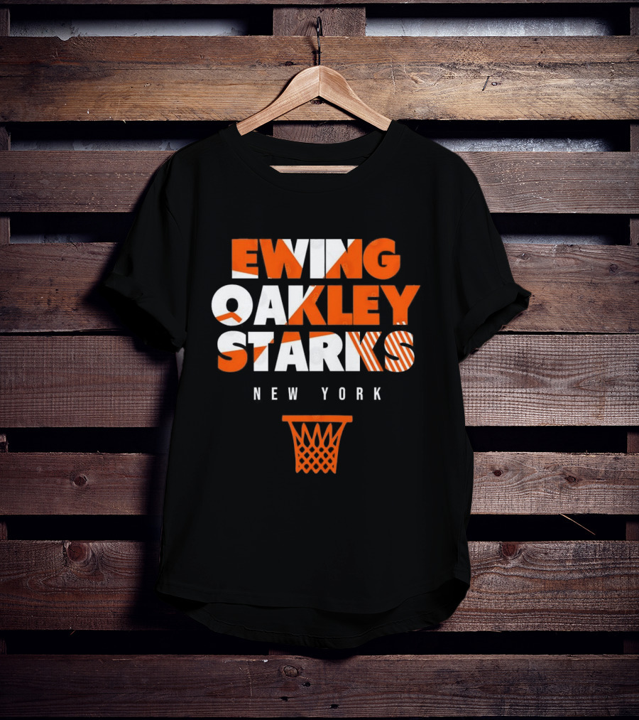 Ewing Oakley Starks New York Knicks Basketball Legends 90s Hoop T-Shirt