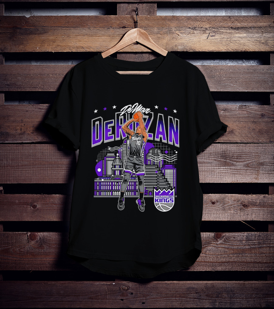 DeMar DeRozan Sacramento Kings Number 10 Skyline Basketball T-Shirt