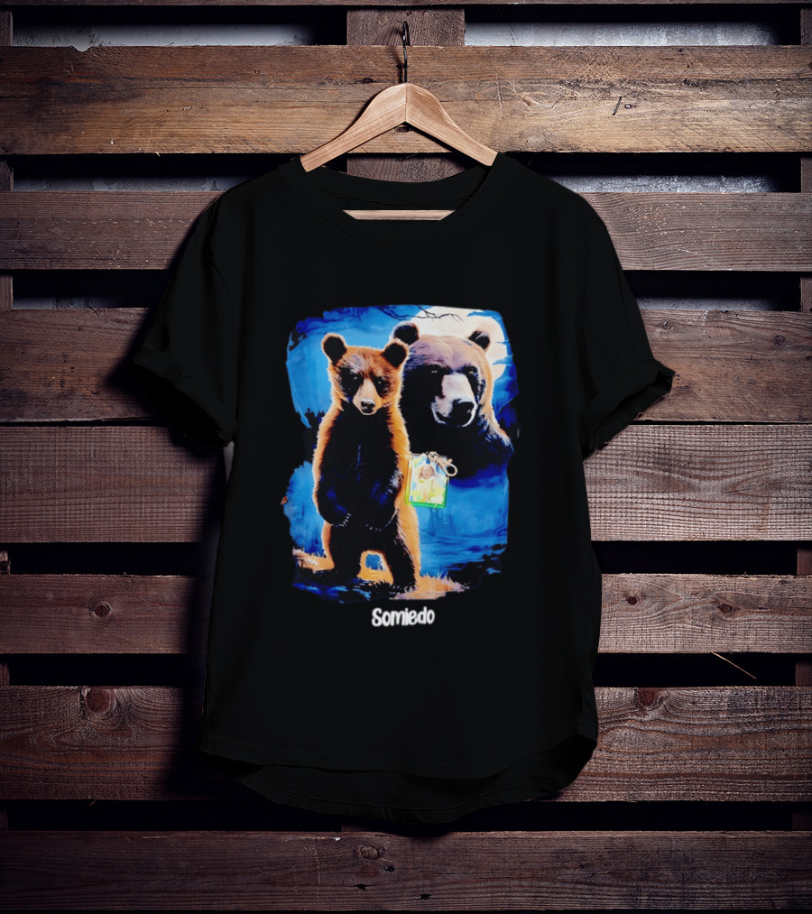 Somiedo Bears Cub Wildlife Art Blue T-Shirt