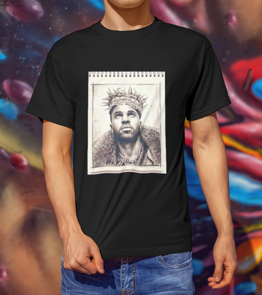 The Big Jason Derulo Sketchbook Crown Fur Chain T-Shirt