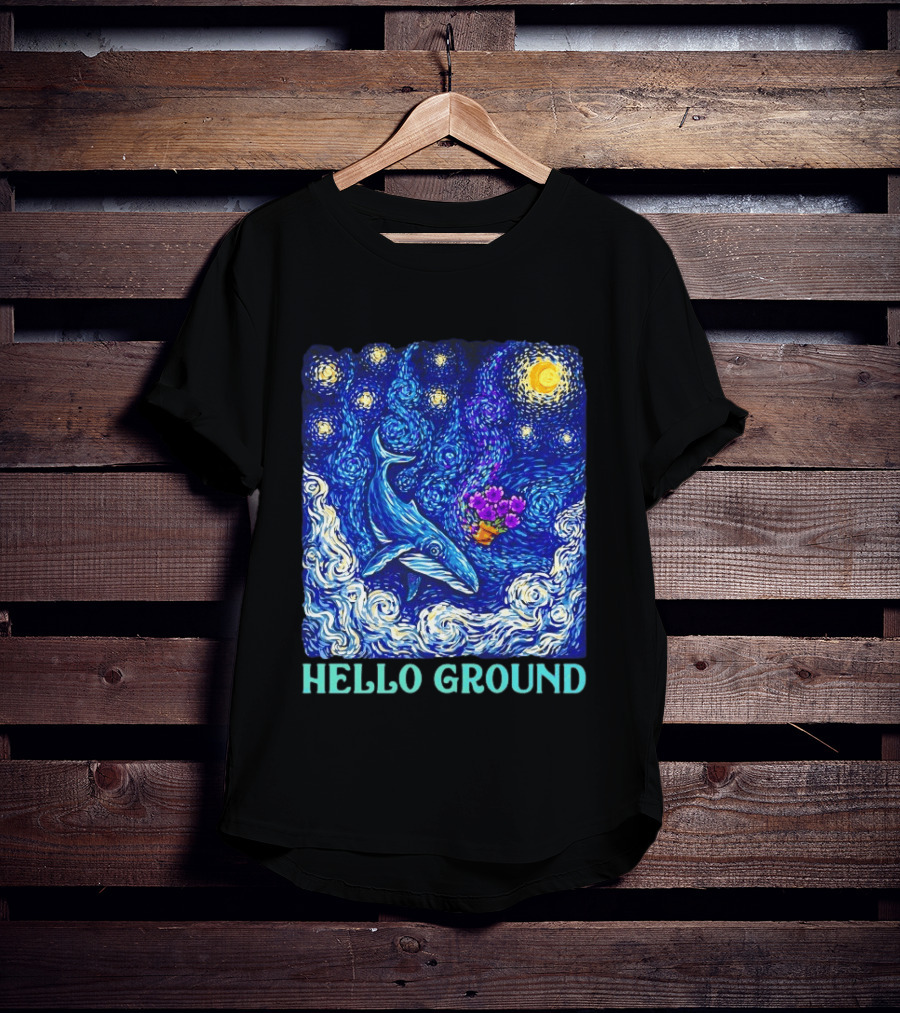The Hitchhiker's Guide To The Galaxy Starry Night Hello Ground Whale T-Shirt