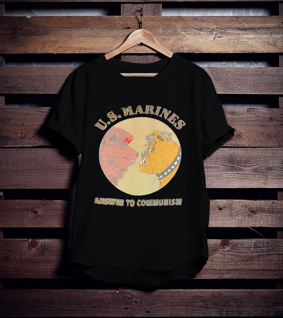 U.S. Marines Answer To Communism Soviet Bear Versus Marine Bulldog T-Shirt