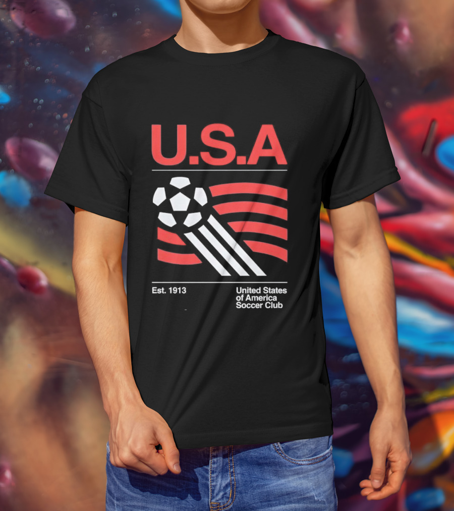 U.S.A. Est. 1913 United States Soccer Club Ball Flag T-Shirt