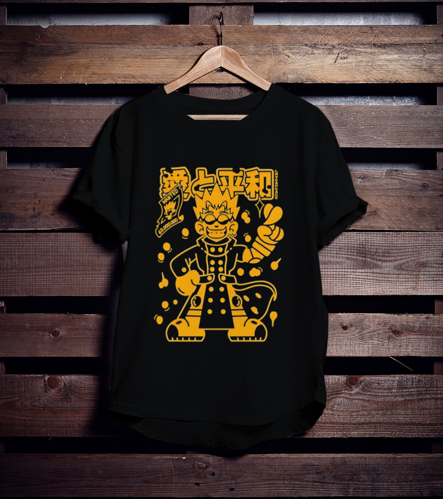 Vash The Stampede Trigun Love And Peace Japanese Text Anime T-Shirt